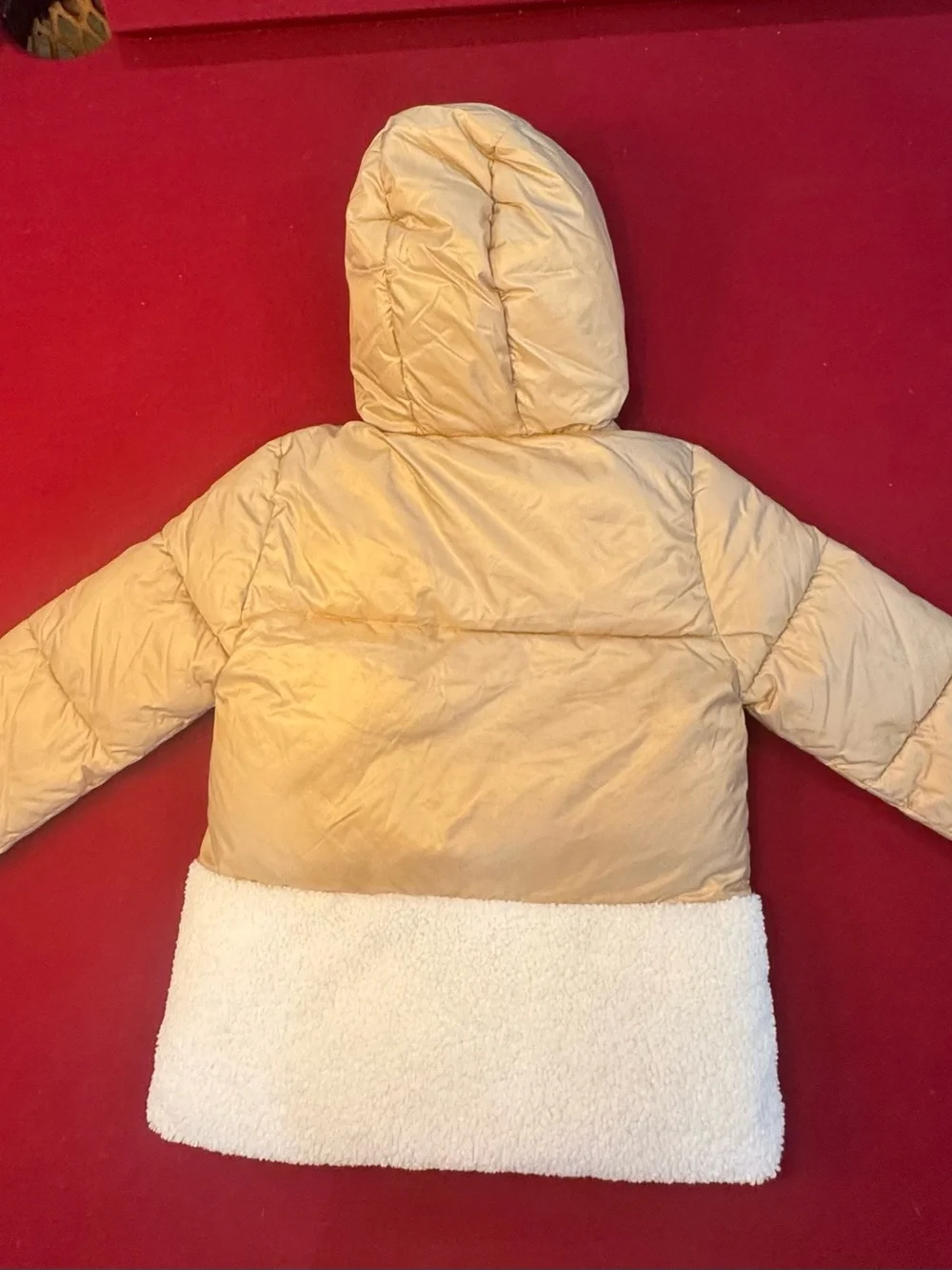 MICHAEL by Michael Kors Girl’s Sherpa Trim Hooded Puffer Jacket - Cream/Tan (14)